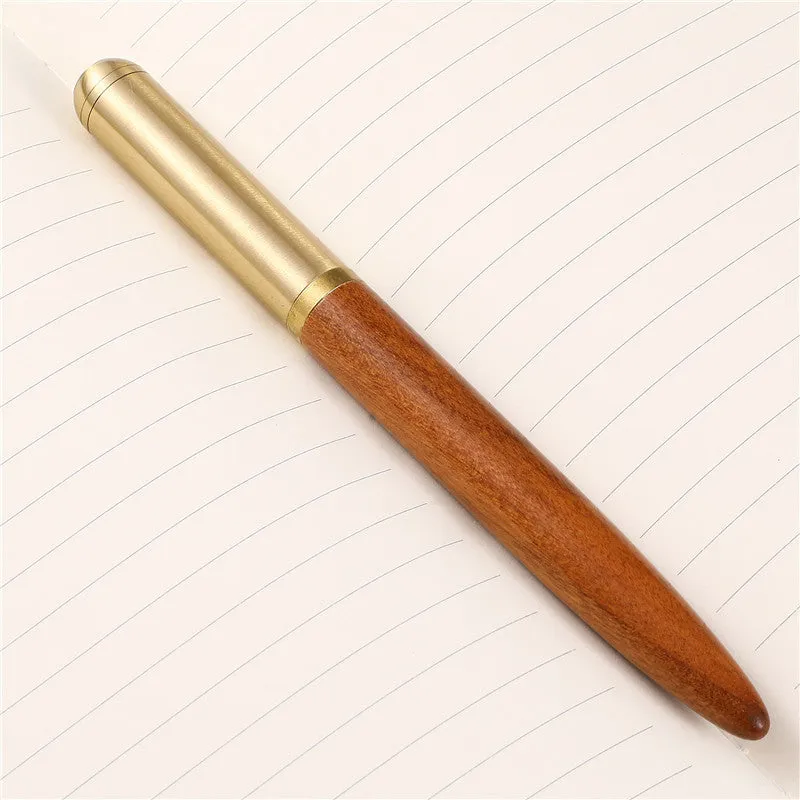Business fountain pen with 0.7mm stainless steel nib and wooden barrel in ebony finish