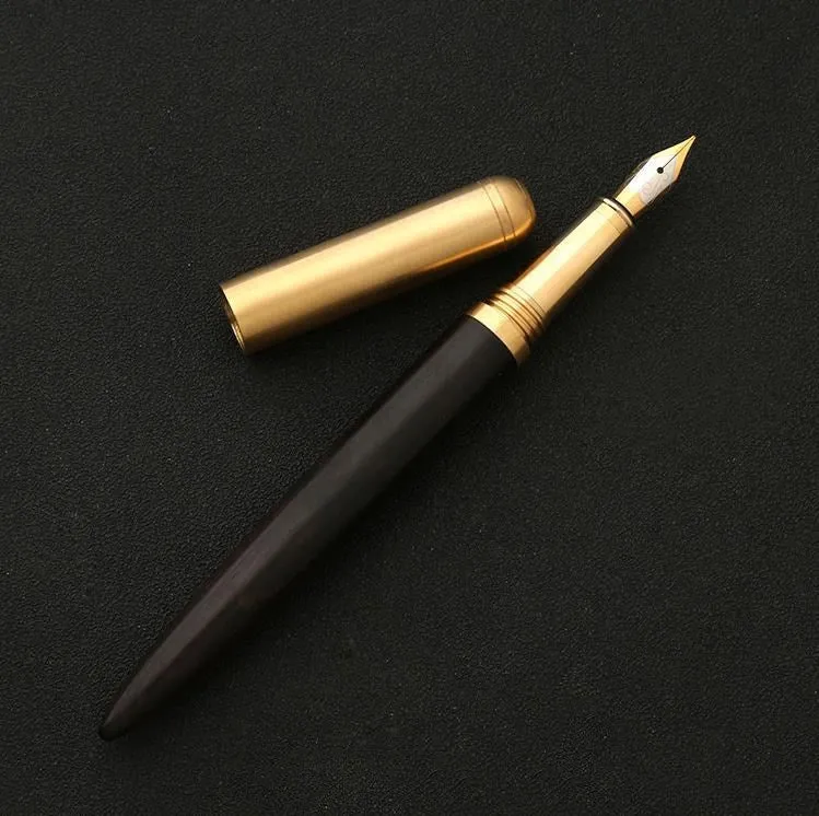 Business fountain pen with 0.7mm stainless steel nib and wooden barrel in ebony finish