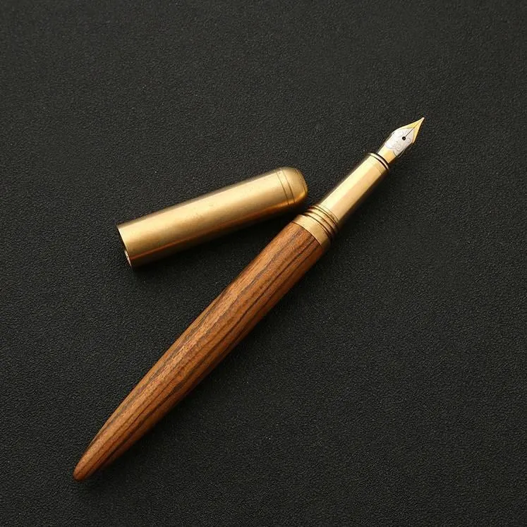 Business fountain pen with 0.7mm stainless steel nib and wooden barrel in ebony finish