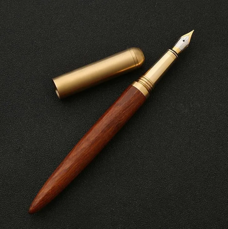Business fountain pen with 0.7mm stainless steel nib and wooden barrel in ebony finish