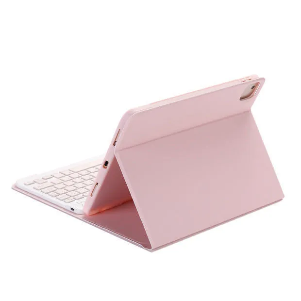 Yellow imitation leather flat Bluetooth keyboard case with pen slot for iPad clamshell cover