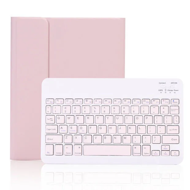Yellow imitation leather flat Bluetooth keyboard case with pen slot for iPad clamshell cover