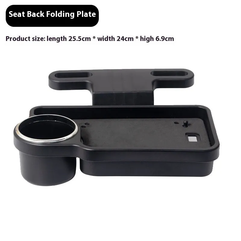 Foldable black car laptop table with built-in cup holder mounted on steering wheel