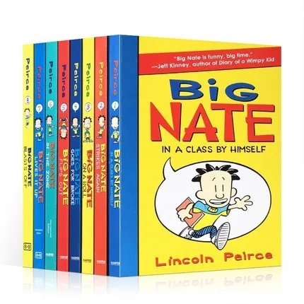 Big Nate 8-book box set cardboard cover with cartoon illustrations of Nate Wright