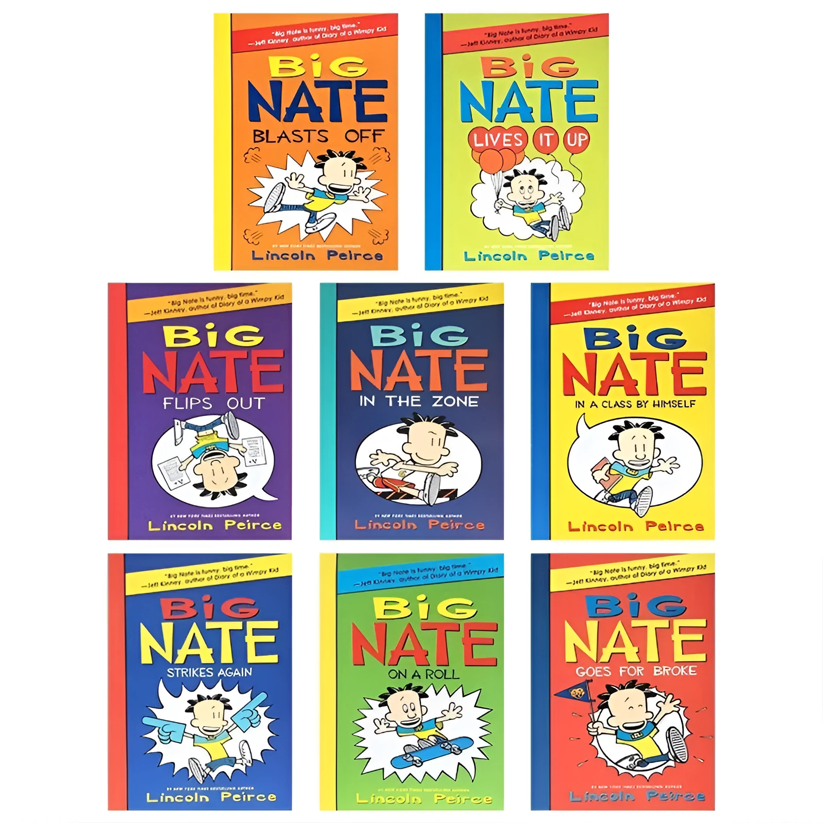 Big Nate 8-book box set cardboard cover with cartoon illustrations of Nate Wright