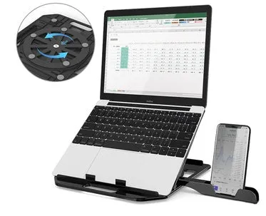 Notebook stand adjustable 7 angles engineering plastic black white 283x278x22mm