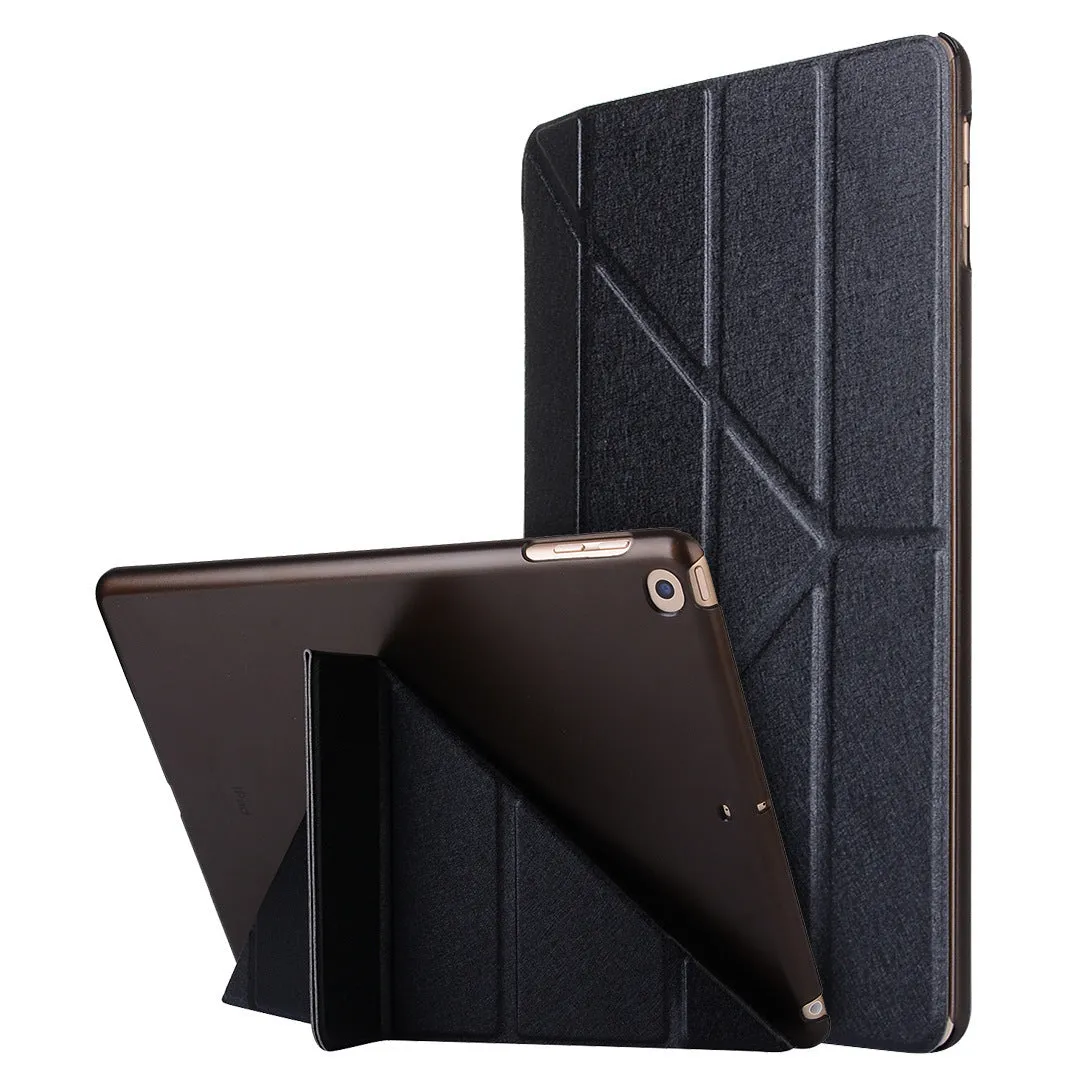 Ultra-thin PU leather protective case for iPad 9.7 and Pro 11, in black, showing front cover with precise cutouts