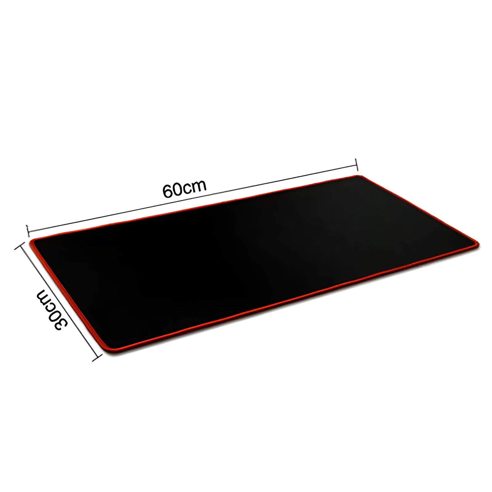 Oversized rubber mouse pad 30x60cm in black with stitched edges for PC laptop use.