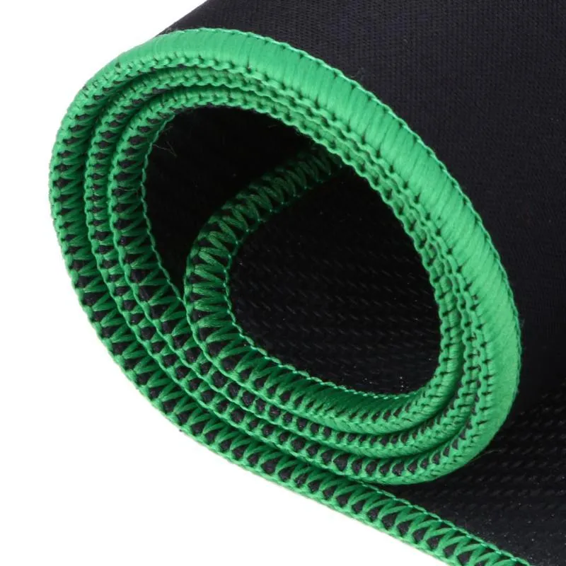 Oversized rubber mouse pad 30x60cm in black with stitched edges for PC laptop use.