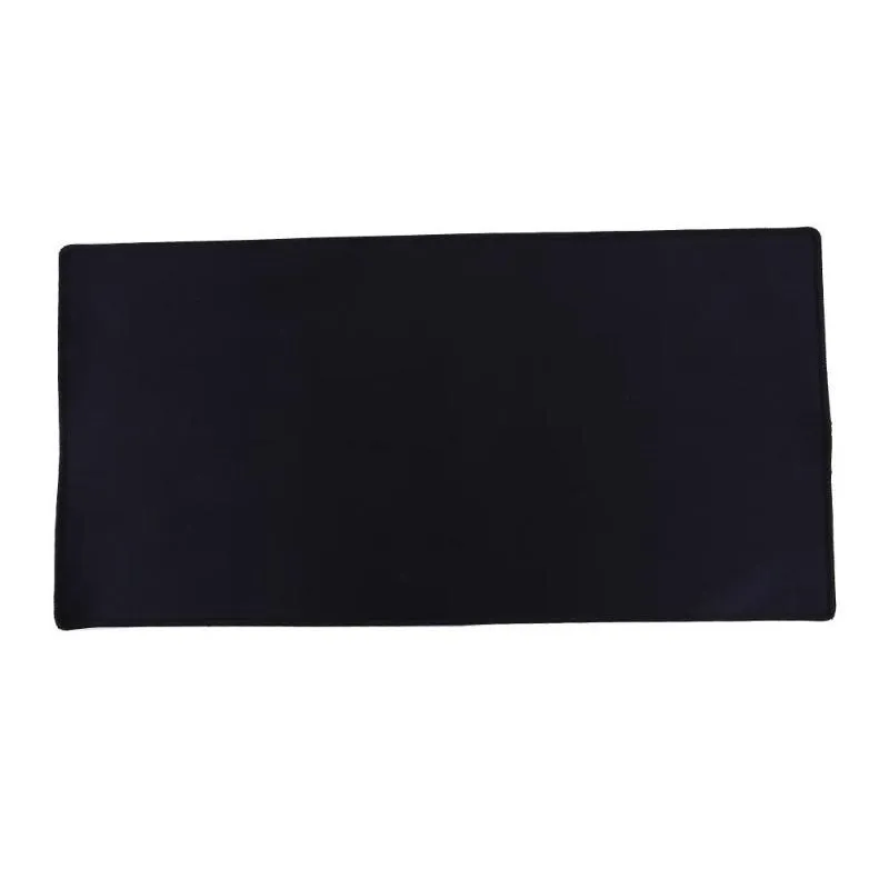 Oversized rubber mouse pad 30x60cm in black with stitched edges for PC laptop use.