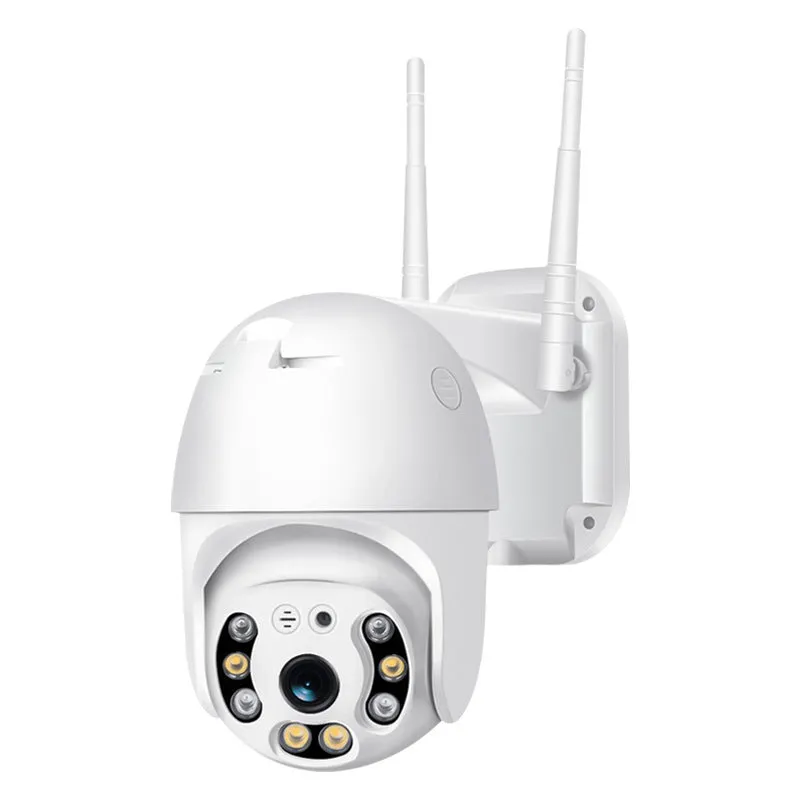White hemispherical 4G remote monitor camera with 2MP 1080P lens and 32GB storage card