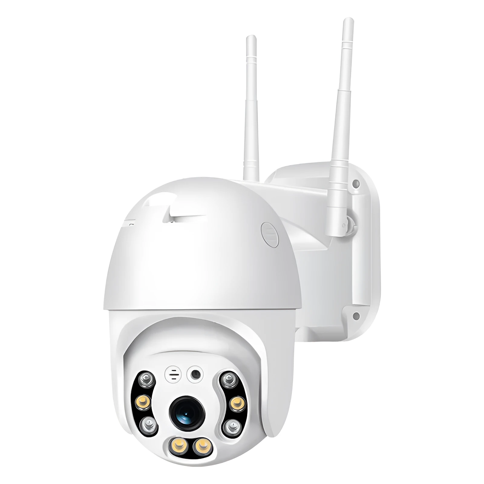 White hemispherical 4G remote monitor camera with 2MP 1080P lens and 32GB storage card