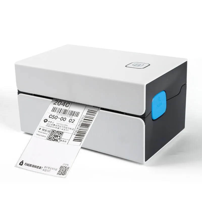 Black thermal label printer for express orders, USB interface, polystyrene plastic and metal body, 2kg, modern style