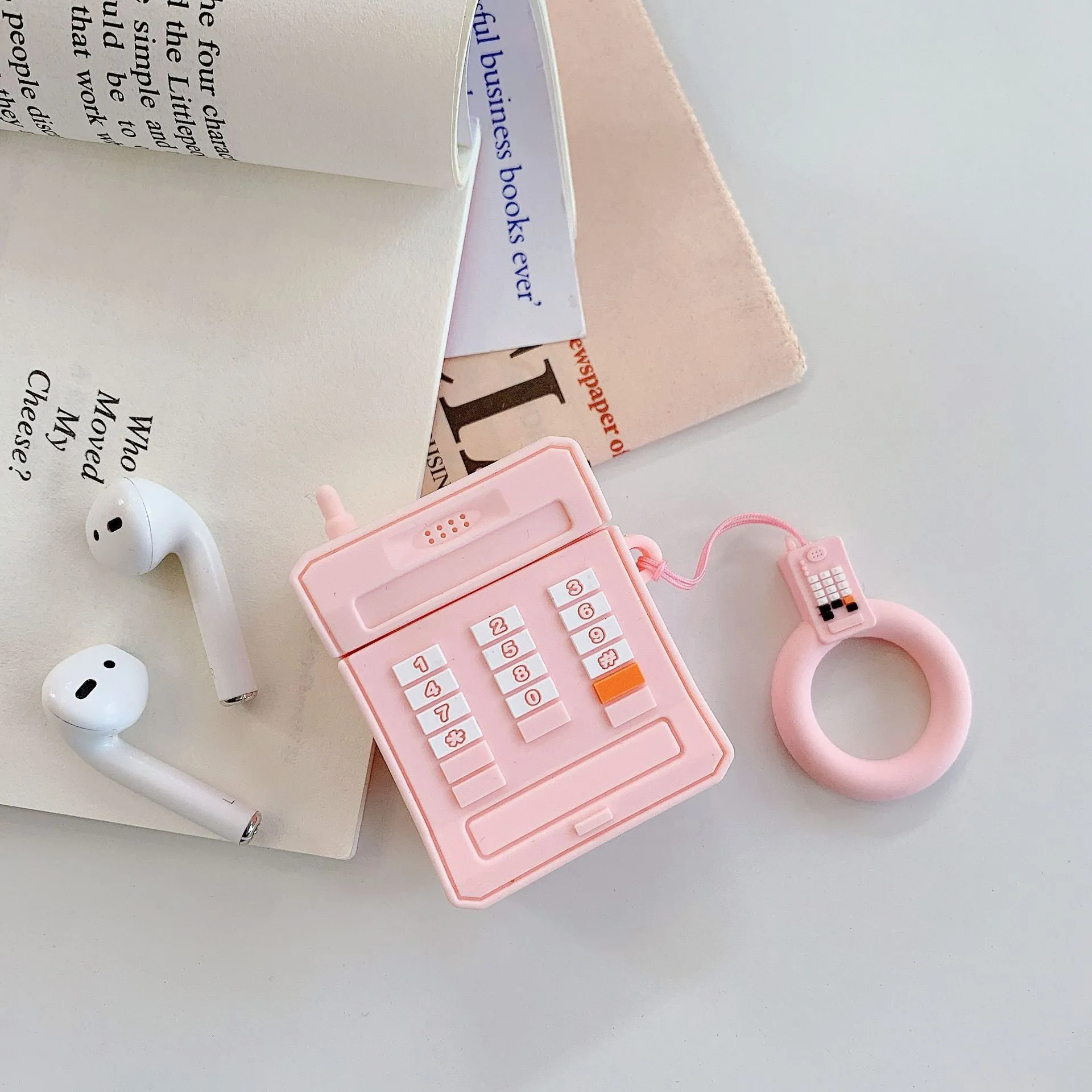 Pink and black cartoon silicone protective cover for AirPods 1st and 2nd generation charging case