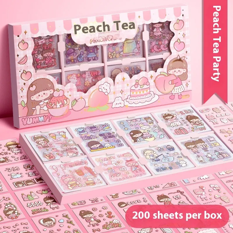 Children's removable sticker set with five themed designs in a box