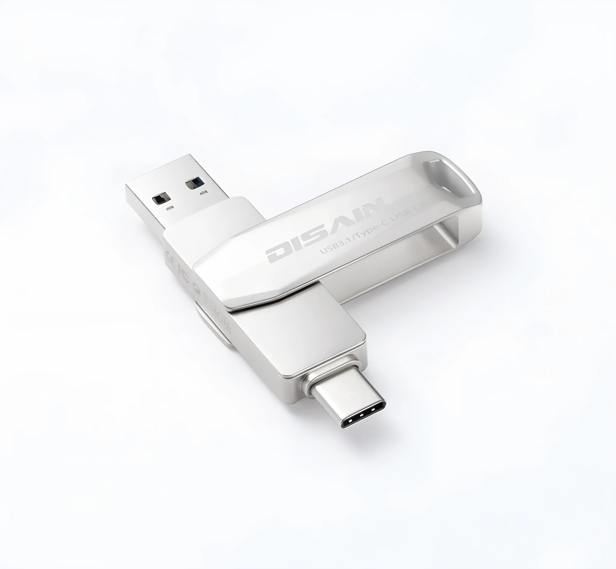 New Typec metal rotating USB 3.0 flash drive in Pearl Nickel with USB-C connector