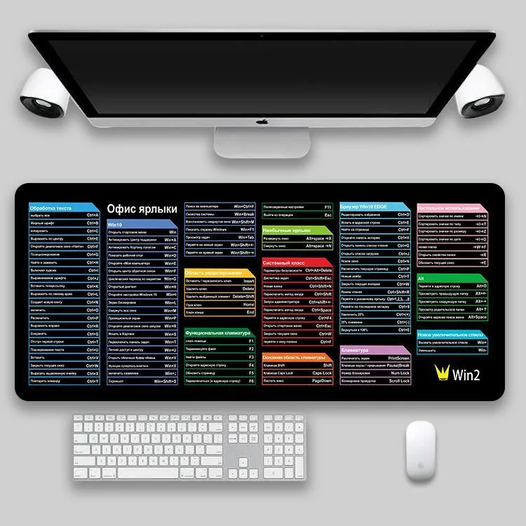 Shortcut key mouse pad oversized thickened desk pad with non-slip rubber base and cloth surface, available in multiple sizes and language-style designs