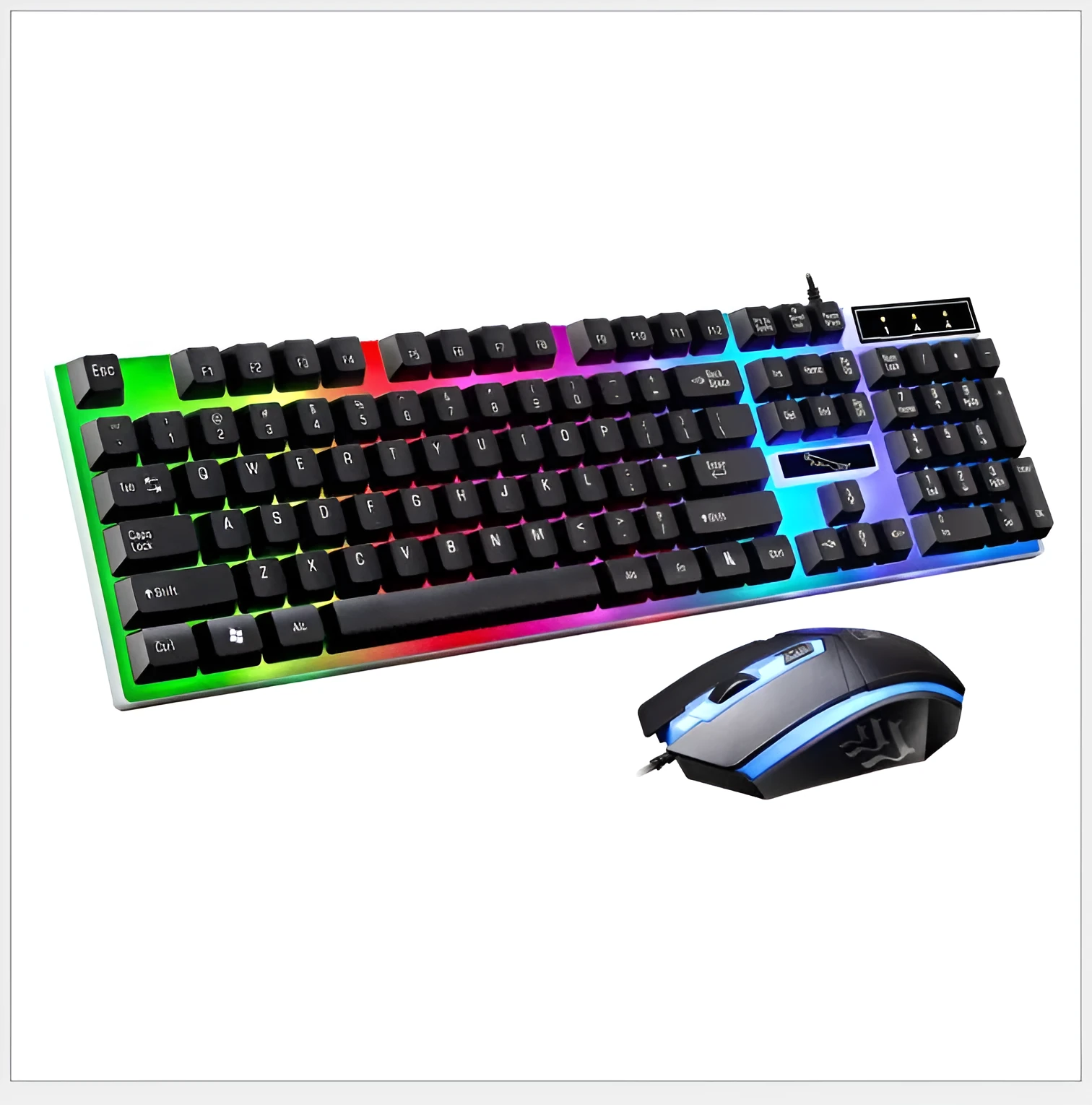 G21 wired U U mouse and keyboard set in black with suspended lighting mechanical feel design