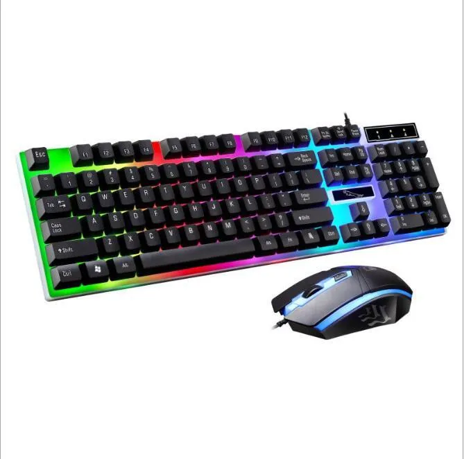 G21 wired U U mouse and keyboard set in black with suspended lighting mechanical feel design