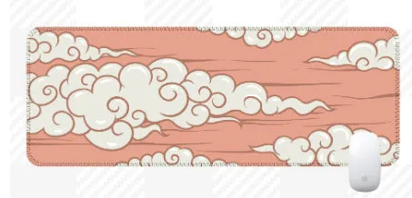 Large Japanese-style desk mat with geometric pattern on natural rubber non-slip base