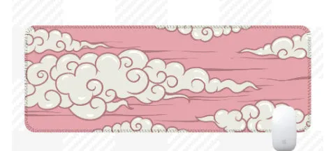 Large Japanese-style desk mat with geometric pattern on natural rubber non-slip base