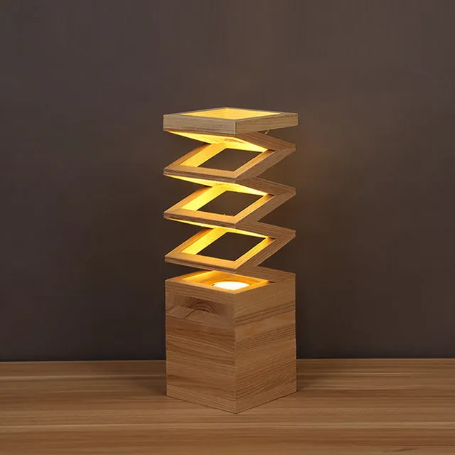 Creative solid wood table lamp European style with large 120x120mm base and 12cm height in US style solid wood colour