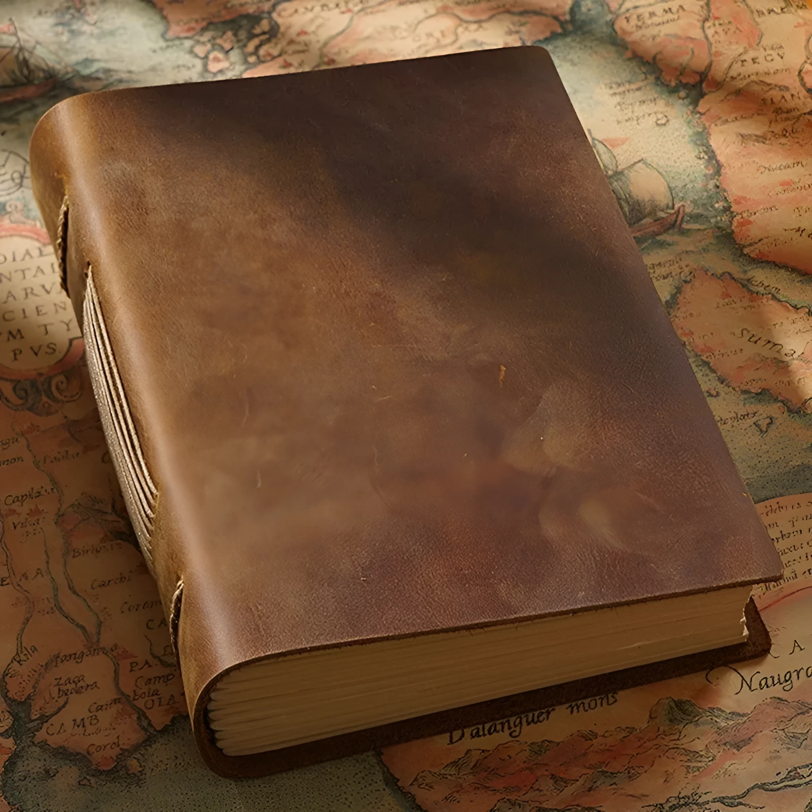 Handmade cowhide leather notebook in Crazy Horse brown with 200 pages of Daolin paper, 19x14cm size