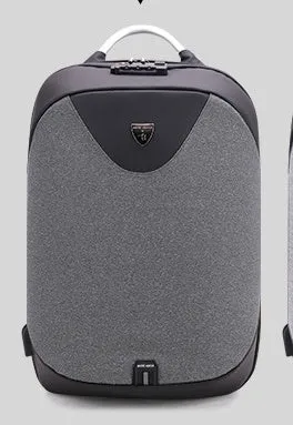 Men's anti-theft cross body double shoulder bag with 15.6 inch laptop pocket in black waterproof polyester