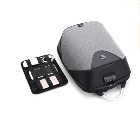 Men's anti-theft cross body double shoulder bag with 15.6 inch laptop pocket in black waterproof polyester