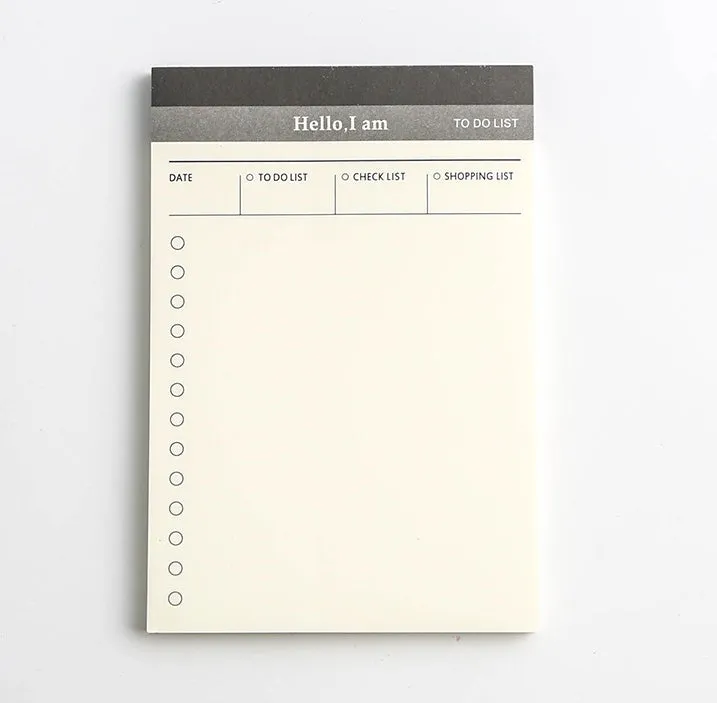 Business day planner notepad with 52 tear-off pages in paper cover, four colour options