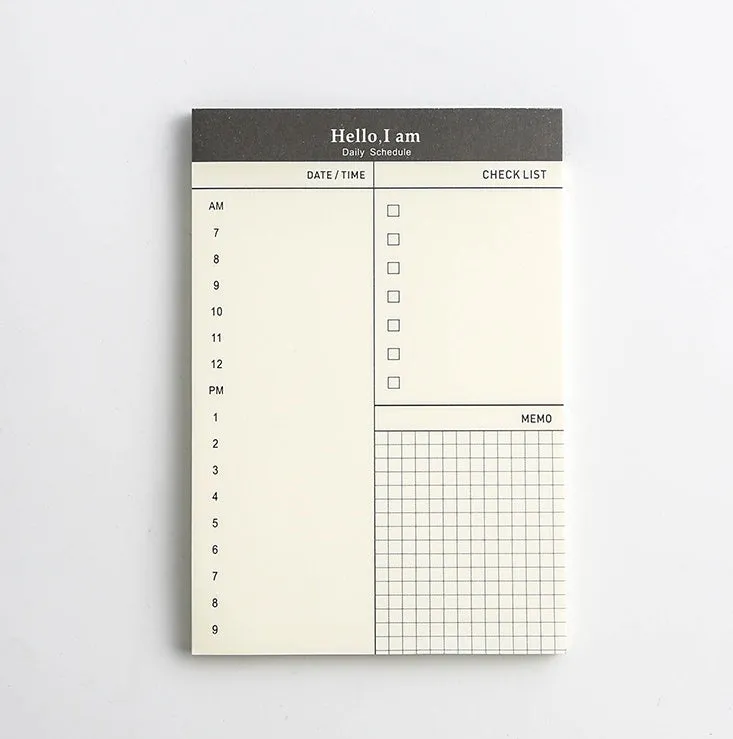 Business day planner notepad with 52 tear-off pages in paper cover, four colour options