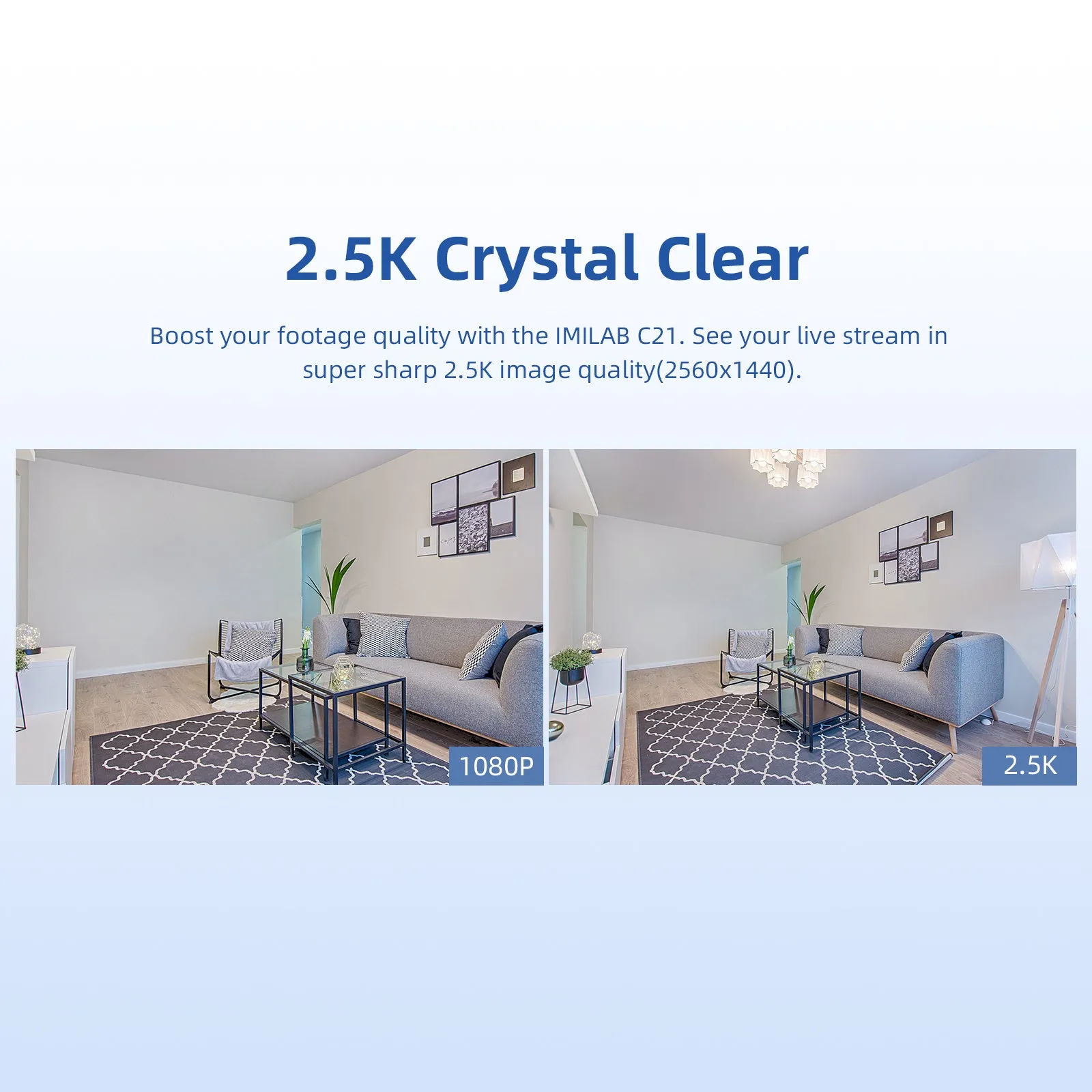 IMILAB C21 white indoor security camera with 2.5K resolution, 360° view and starlight night vision