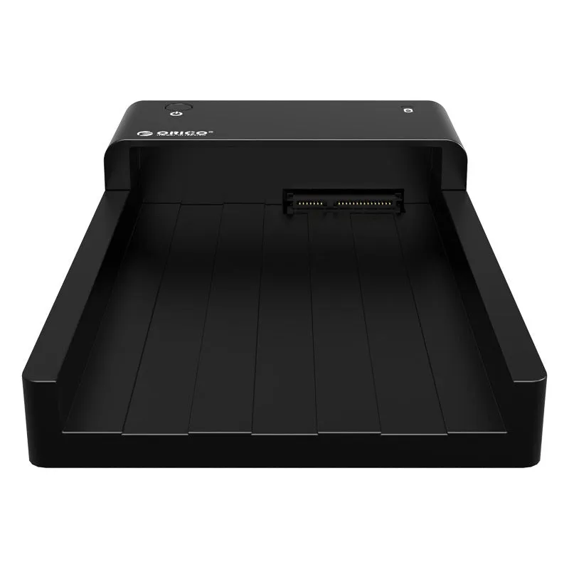 ORICO 6518US3 external hard drive enclosure in black for 2.5 and 3.5 inch SATA HDD SSD with USB 3.0 cable and power adapter