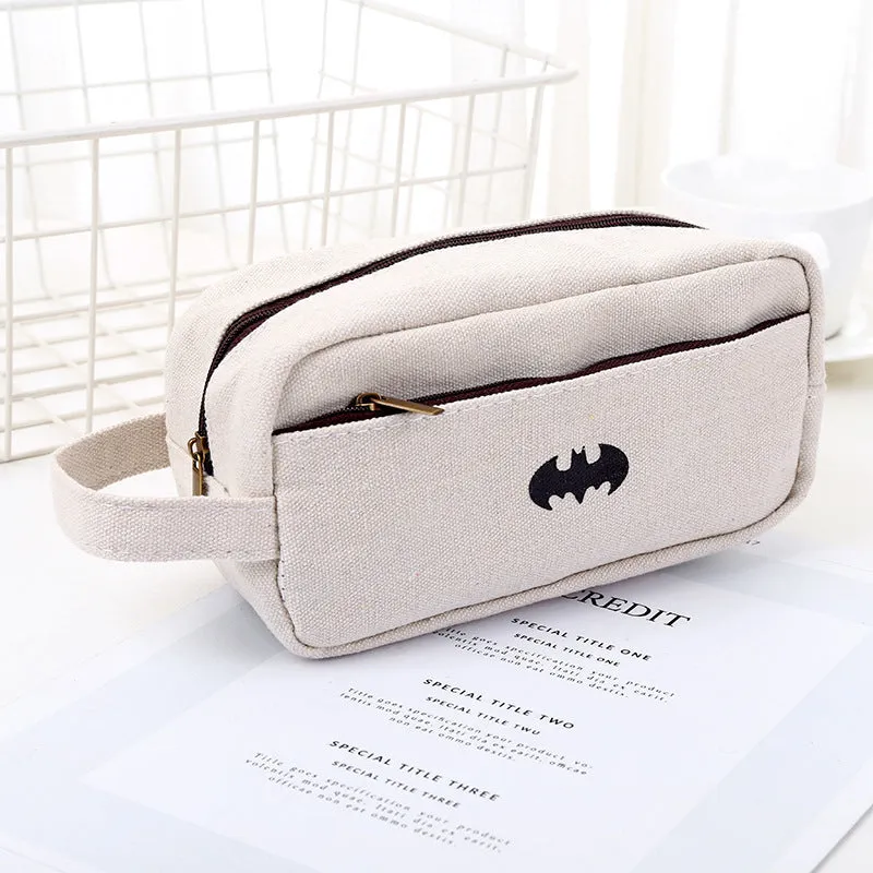 Large capacity multifunctional stationery bag pencil case in grey, orange, white and blue with drawstring and handbag options