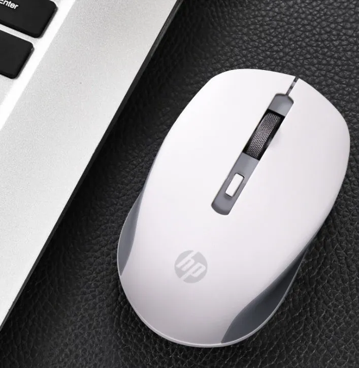 Silent wireless mouse with LED optical sensor in black colour for laptop use