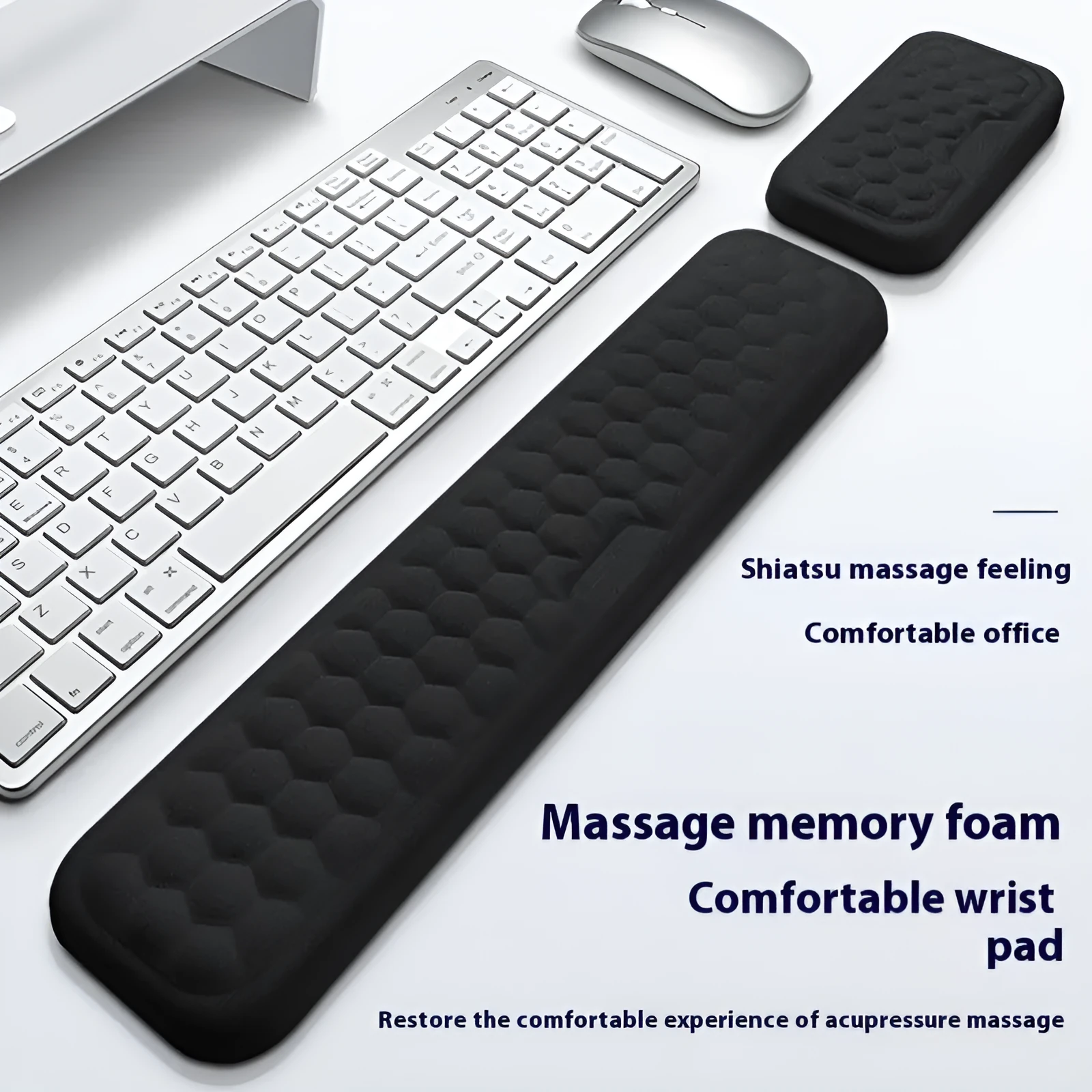 Memory foam mouse wrist pad with silicone base in black cloth cover option