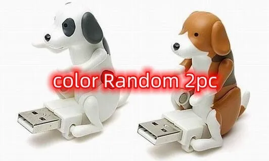 USB dancing dog toy in random colour made from ABS plastic on a desk