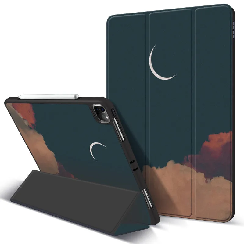 Compatible with Apple iPad anti-drop protective cover in simple style with magnetic pen slot, blue colour