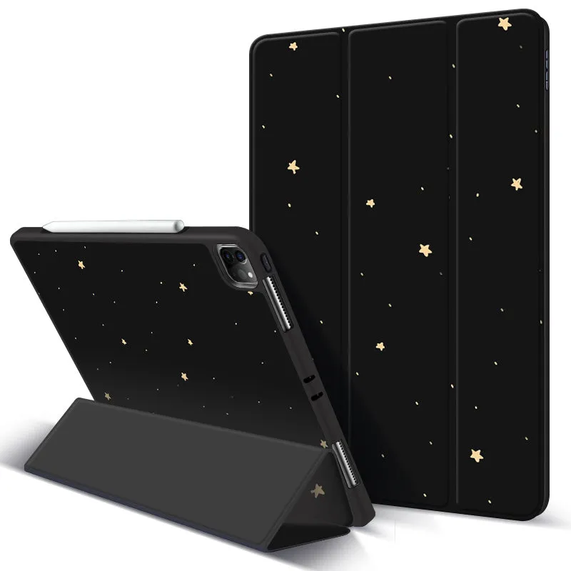 Compatible with Apple iPad anti-drop protective cover in simple style with magnetic pen slot, blue colour