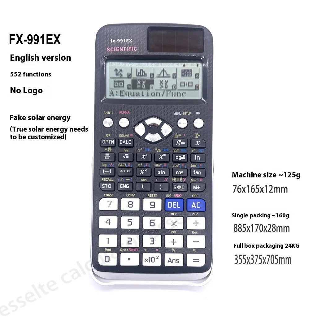 Casio fx-991EX scientific calculator with multi-line display showing mathematical expressions