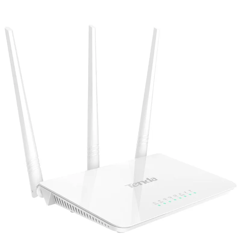 White Tengda F3 wireless router for home broadband with wall mounting capability and 108Mbps WiFi