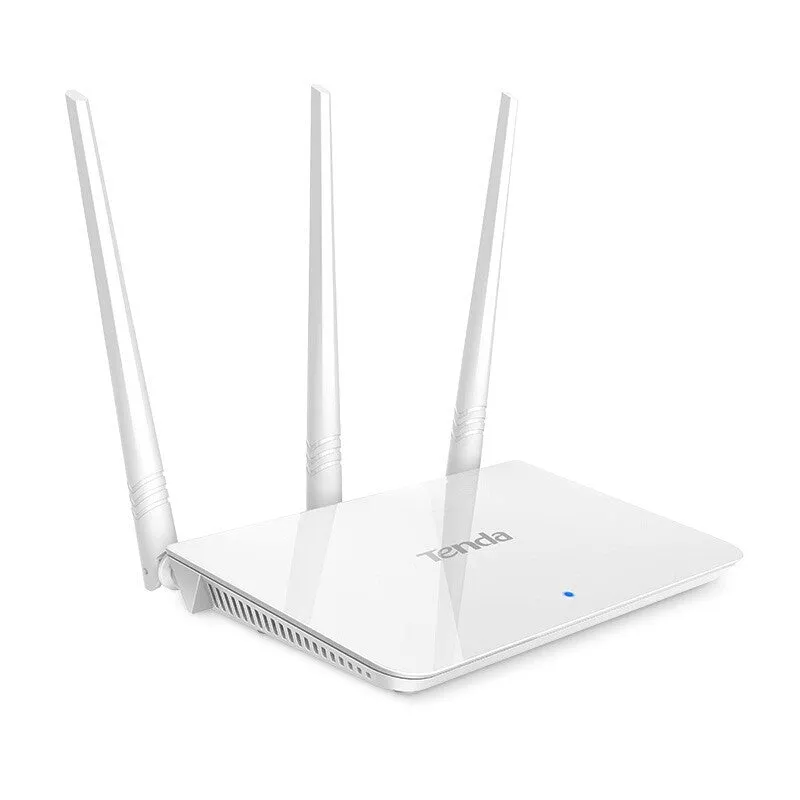 White Tengda F3 wireless router for home broadband with wall mounting capability and 108Mbps WiFi