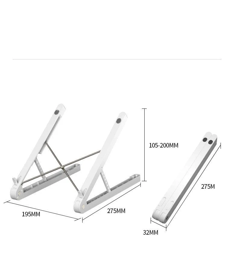 ABS folding notebook stand in black, 32x275mm, with laptop on top