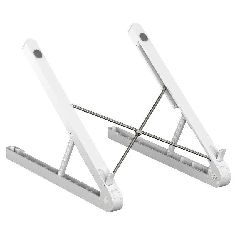 ABS folding notebook stand in black, 32x275mm, with laptop on top