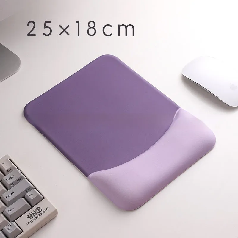 Square cloth mouse pad with silicone gel wrist rest in black, blue, pink or purple patterns