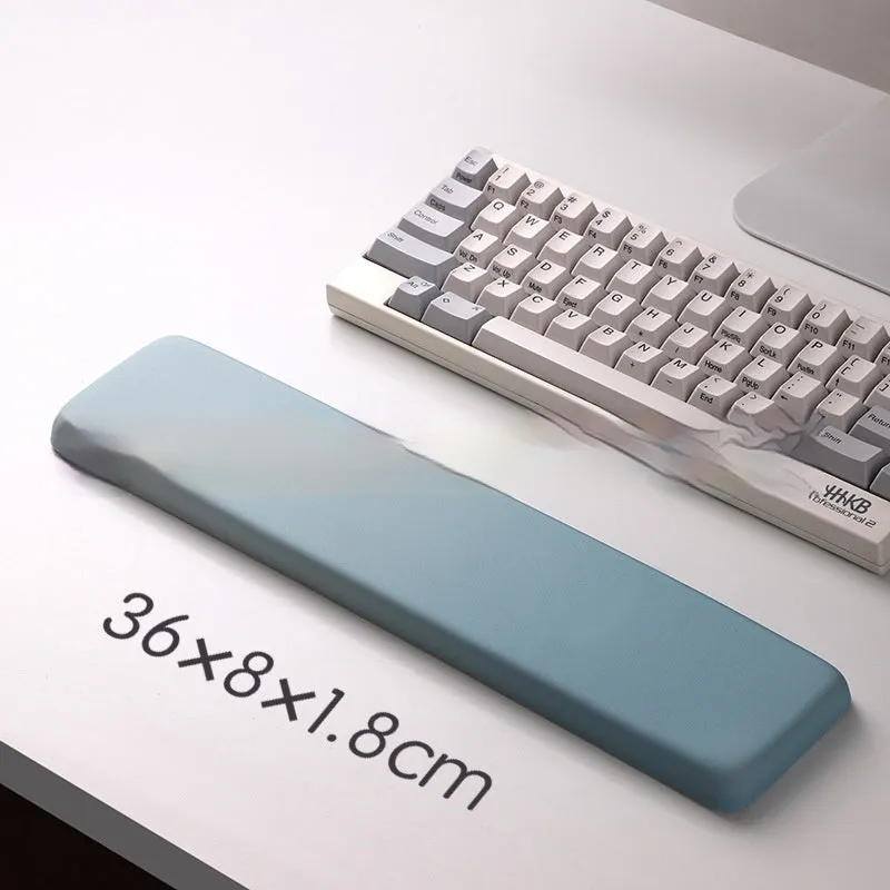 Square cloth mouse pad with silicone gel wrist rest in black, blue, pink or purple patterns