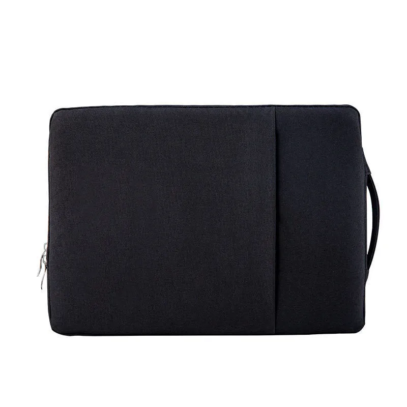 Polyester computer sleeve bag in black with zipper, compatible with 13 inch laptops and tablets