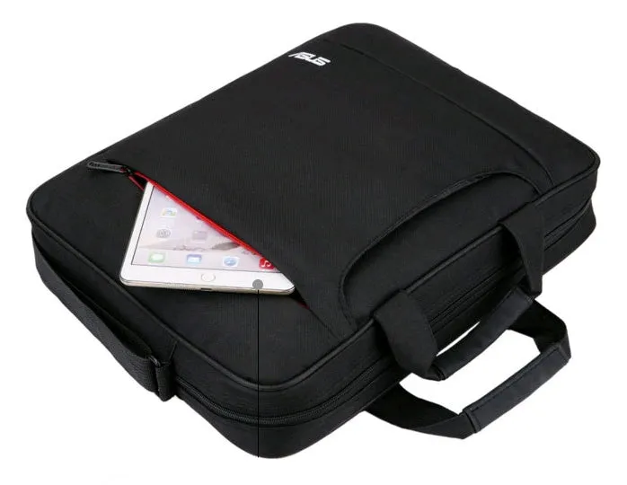 Black polyester diagonal shoulder laptop bag for 15-15.6 inch ASUS laptops