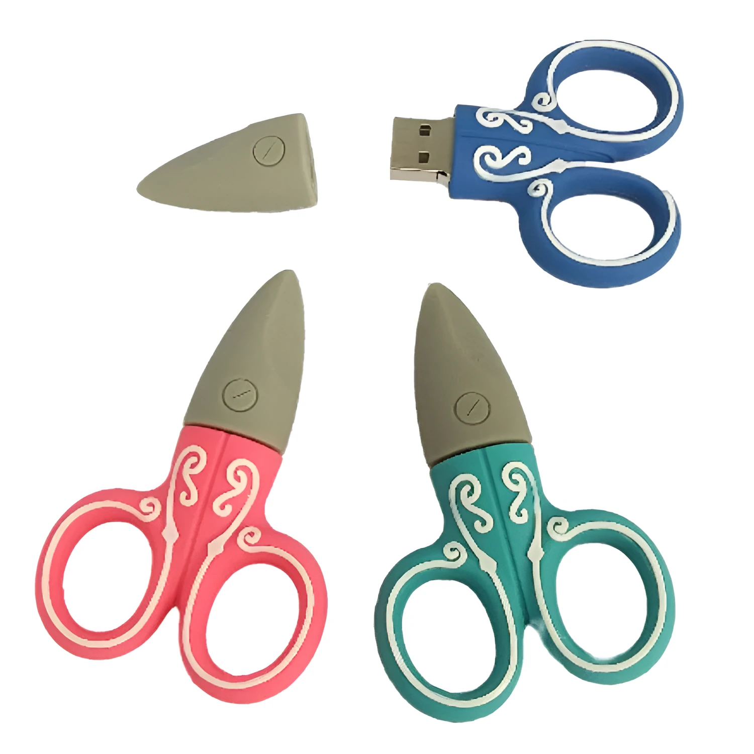 Green silicone USB flash drive with protective cover on insertion end, compact design