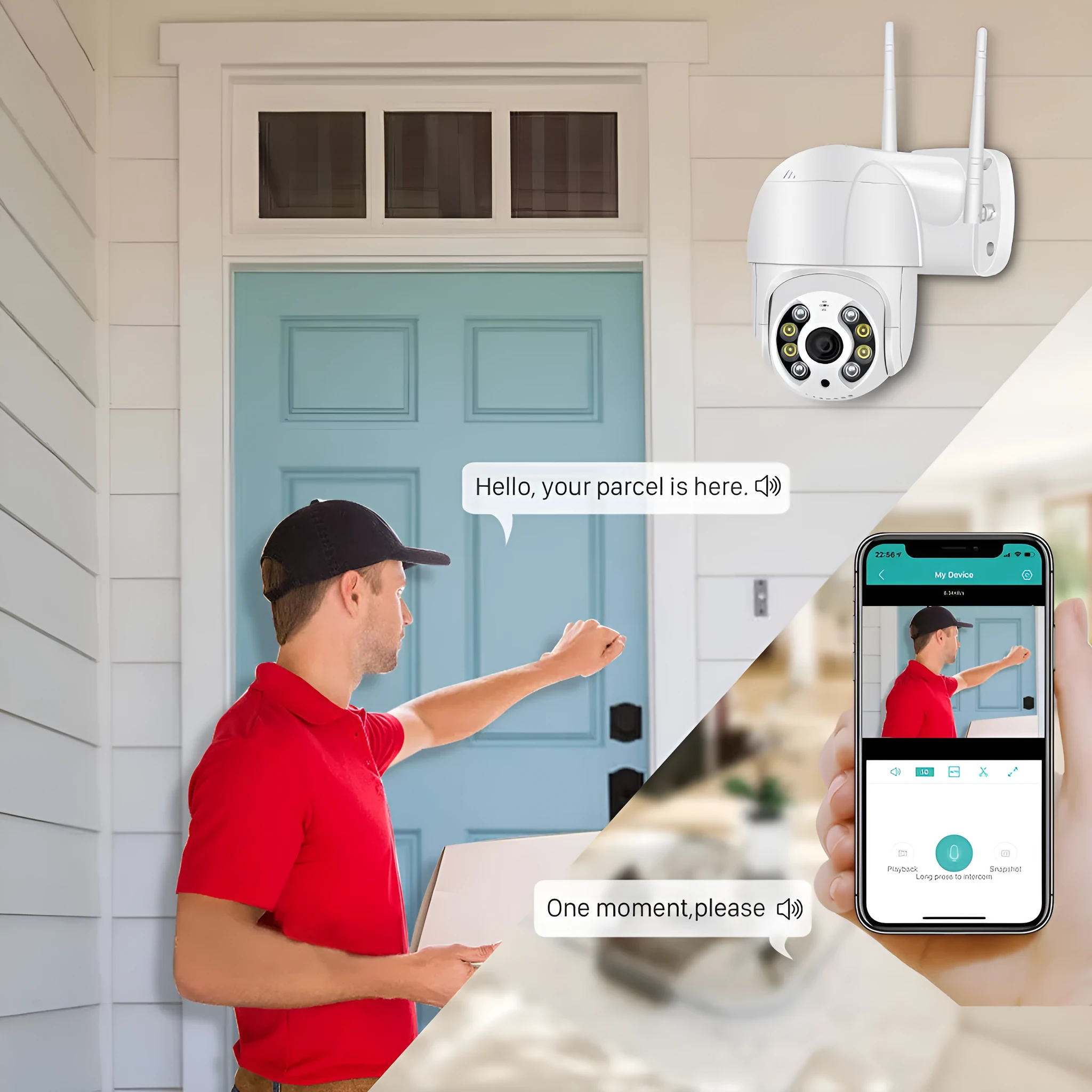 2MP 1080P wireless WiFi AI surveillance camera ball machine with dual light infrared night vision and cloud storage